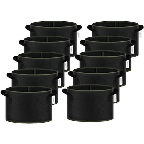 Ipower Grow Bag 15 gallon 10 pack with green edge, 10PK GLGROWBAG15X5EGRNX2 - main